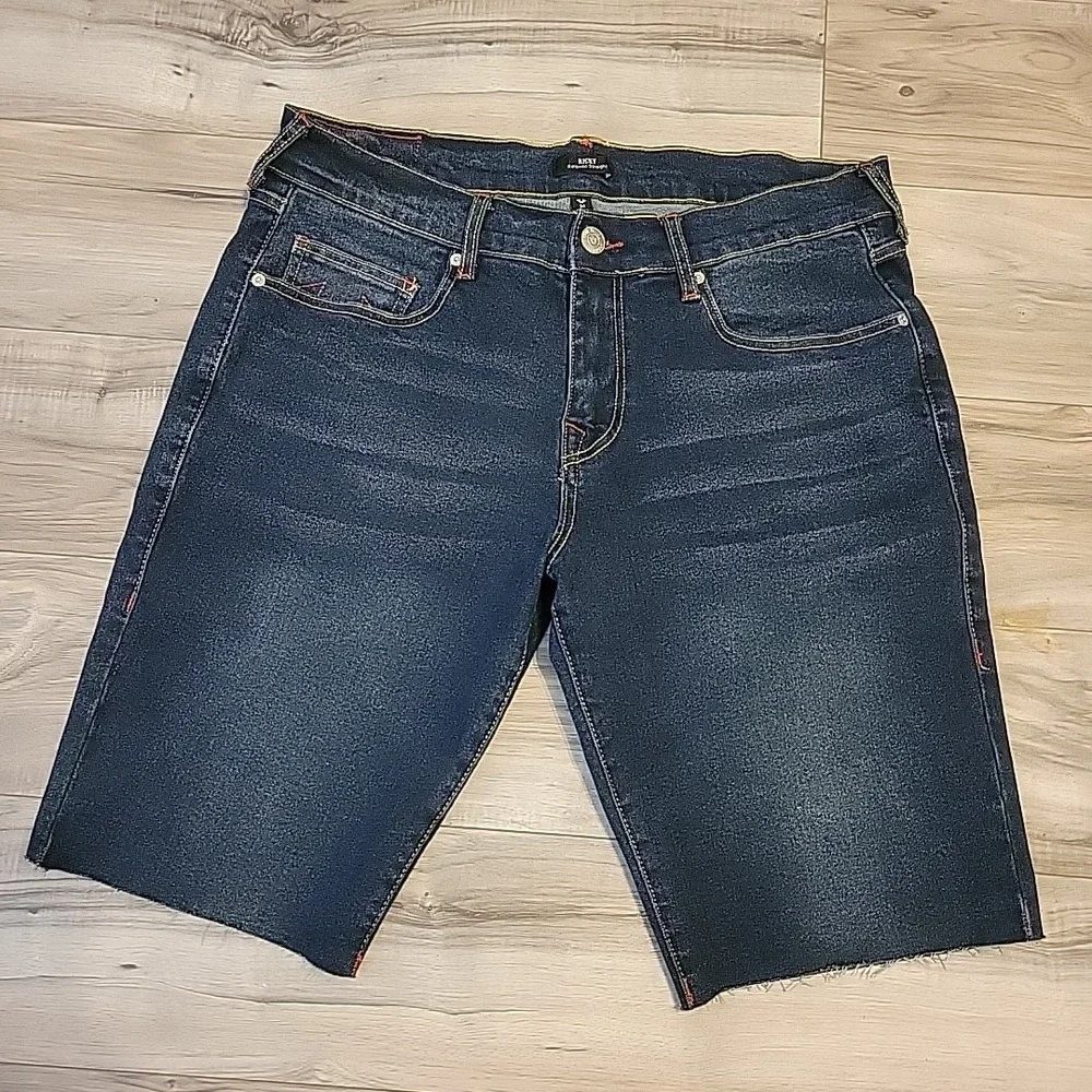 True‎ Religion Ricky Shorts Mens 34 Blue Relaxed Straight Raw Hem  Denim
